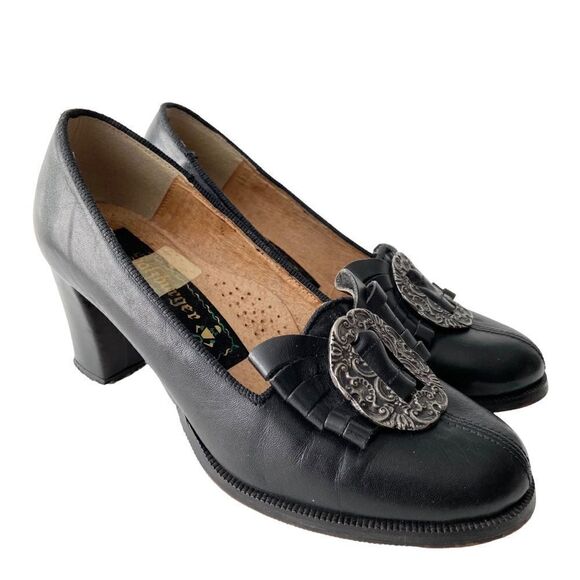 Vintage Salzburger Trachten Buckle Leather Heels in Size EU 37 Made in Italy - Picture 3 of 12